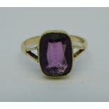 An 18ct gold and amethyst ring, 2.