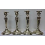 A set of four Mappin & Webb Sheraton style silver candlesticks, Sheffield 1896, 25.