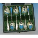 A cased set of six silver spoons,