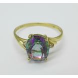 A 9ct gold, mystic topaz and diamond ring, 1.