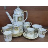 A Royal Crown Derby Green Derby Panel coffee service,