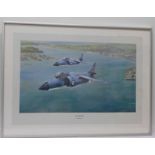 A framed Robert Taylor aircraft print of Sea Harriers