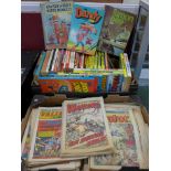 Forty-five children's annuals, Lion, Topper, Dandy, Beano, Whizzer and Chips, Rupert The Bear, etc.