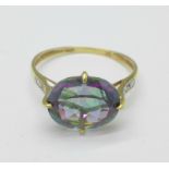 A 9ct gold, mystic topaz and diamond ring, 1.