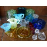 A collection of vases, posy vases, perfume bottle, etc.
