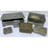 Three oriental boxes and lighter,