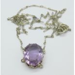 A white metal and amethyst necklet, 3.