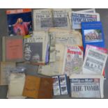 Two military books and assorted newspapers, ephemera, etc.