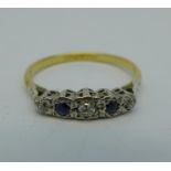 An 18ct gold, platinum set, sapphire and diamond ring, 2.