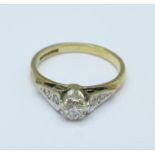 A 9ct gold and diamond ring, 2g,