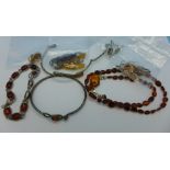 Amber set silver jewellery