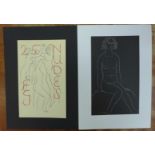 Eric Gill (1882-1940), title page and another, wood engravings from "25 Nudes",