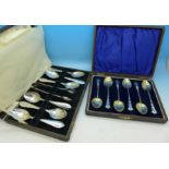 A boxed set of six silver spoons,