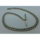 A silver Albert chain with graduated links,