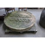 A large 1815 sandstone plaque, Erected MDCCCXV,