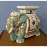 A Chinese porcelain elephant jardiniere stand