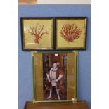 A print of Edward VI and a pair of Danish coral prints,
