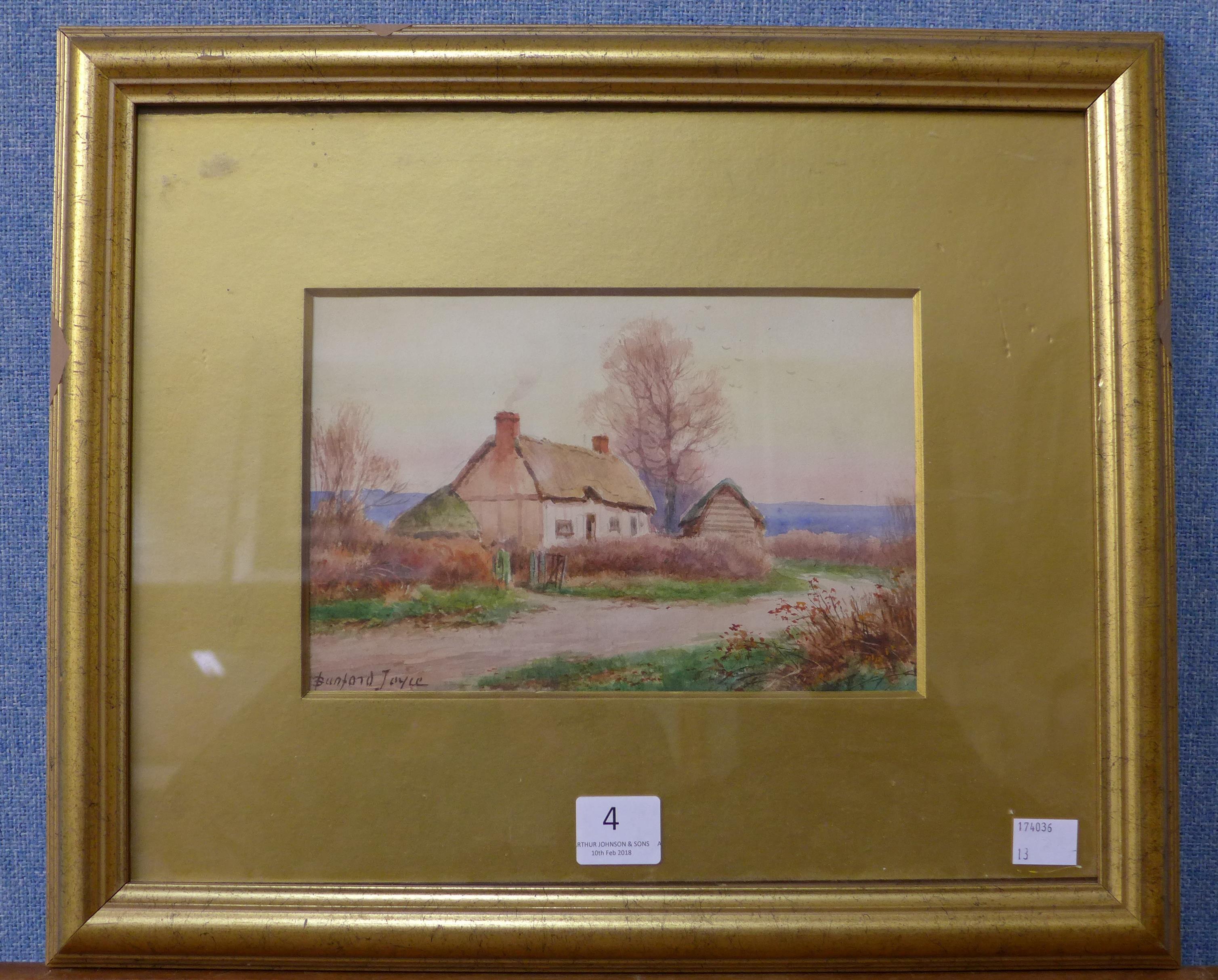 Burford Joyce, cottage scene, watercolour,