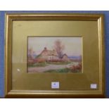 Burford Joyce, cottage scene, watercolour,