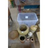 Assorted stoneware jars, vases, etc.