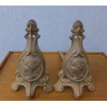 A pair of French Art Nouveau andirons,