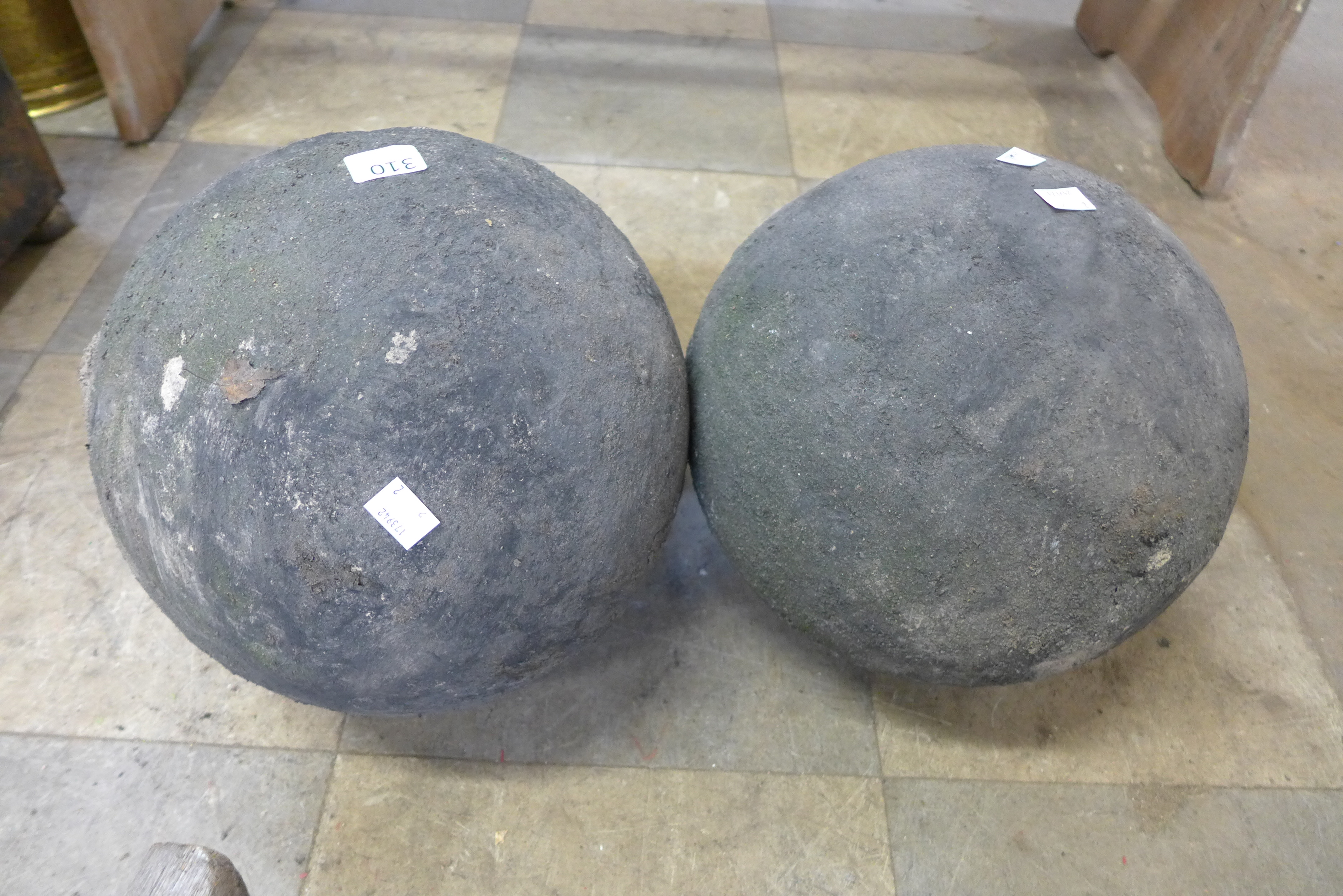 A pair of stone balls