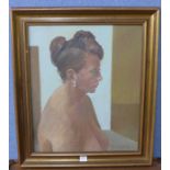 Barbara Davis, portrait of a female nude, oil on canvas,