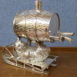 A Russian style white metal spirit flask,