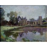 Arthur Spooner, Newstead Abbey, oil on board,