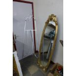 A French style gilt cheval mirror,