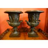 A pair of Italian style bronze campana shaped vases