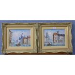 * Burnett, pair of Venetian scenes, oil on board,