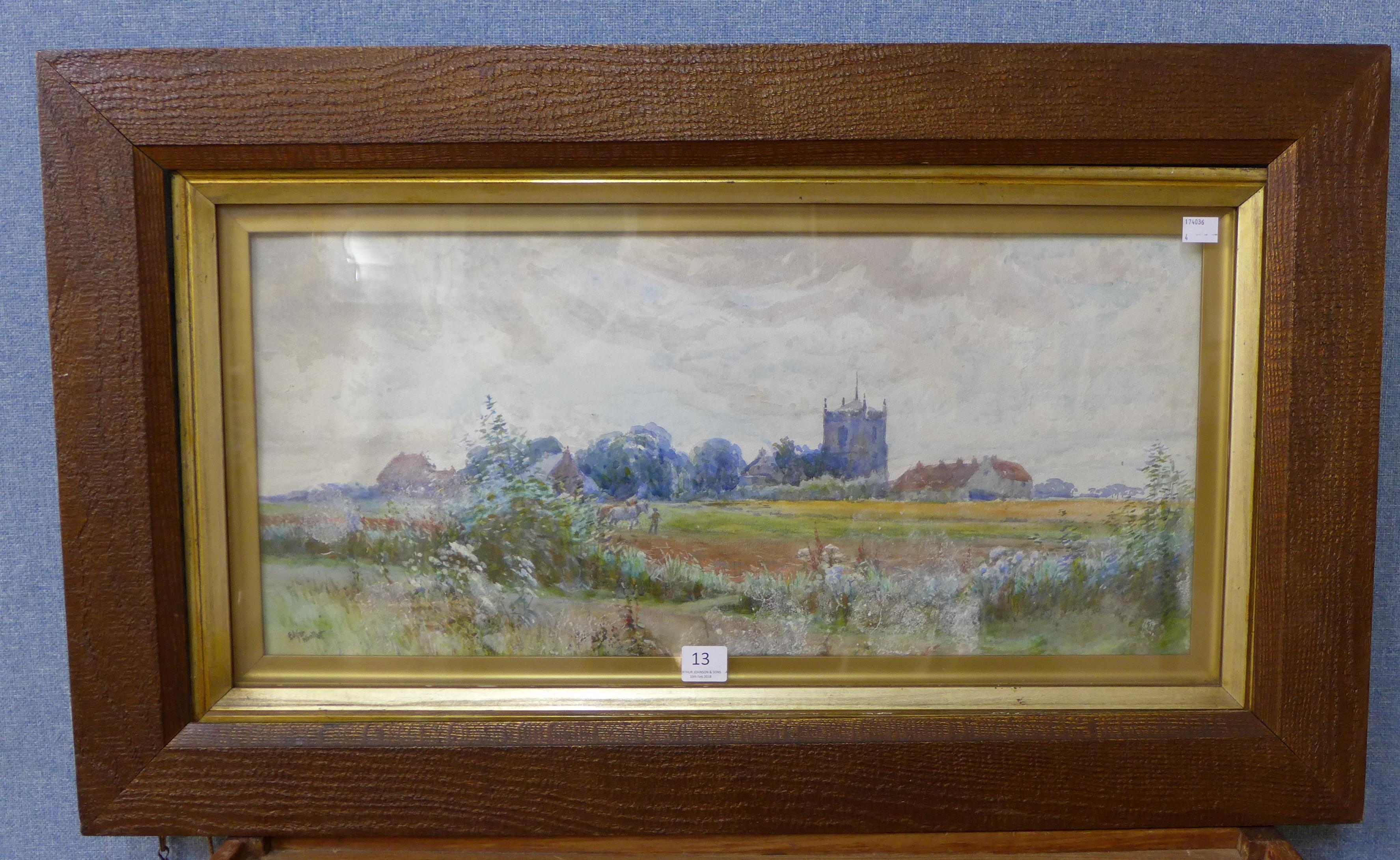 Edgar Woollatt (1871-1931), Winthorpe Church near Skegness, watercolour,