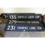 A set of four London Bus destination signs,