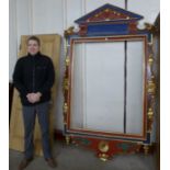 A large continental painted picture/mirror frame