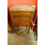 A 19th Century French inlaid mahogany and marble topped table de nuit