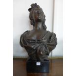 A French style bronze bust of a lady,
