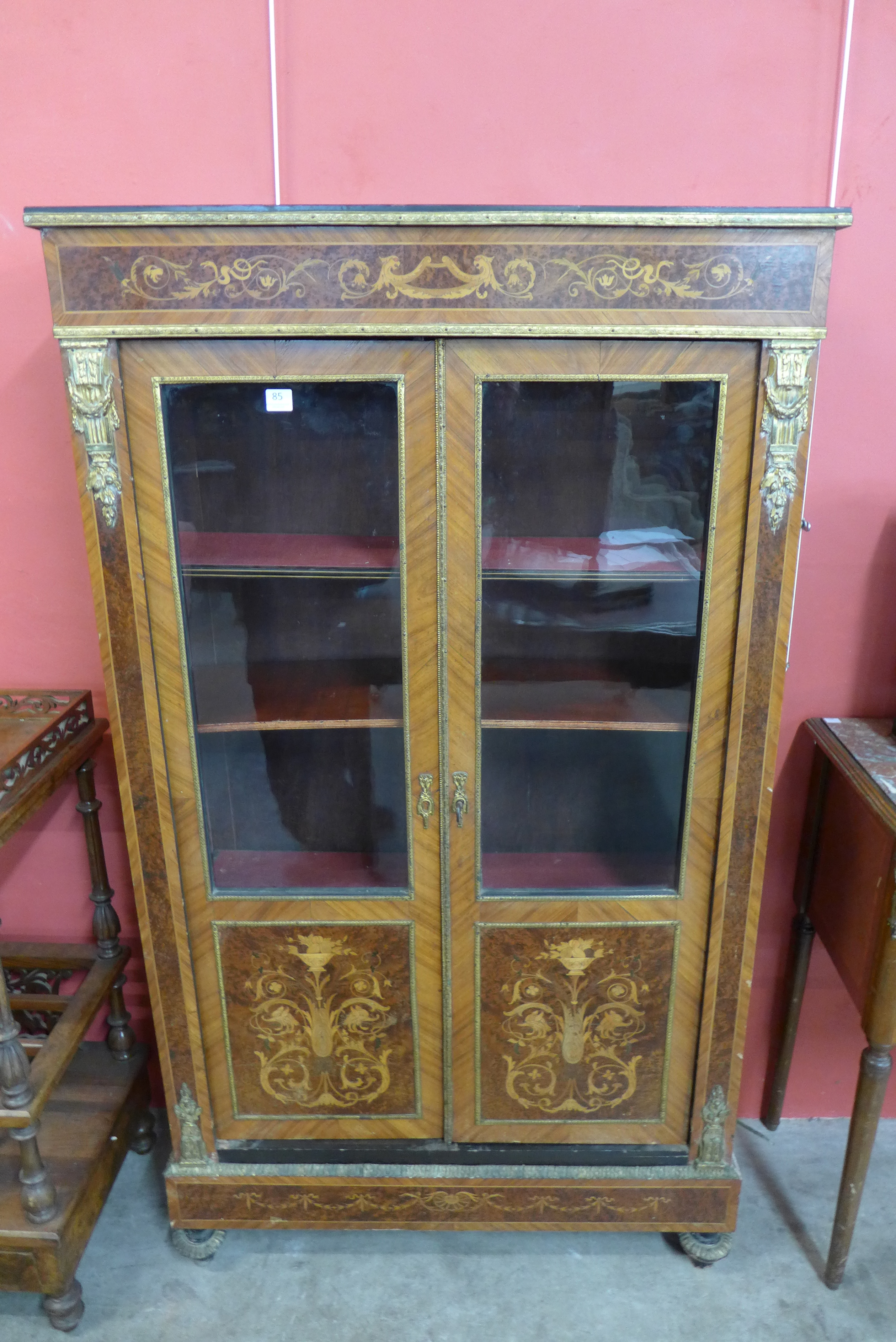 A 19th Century French rosewood, burr walnut,