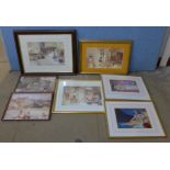 Five Sir William Russell Flint prints and a pair of reclining nude female prints