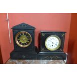 Two 19th Century French Belge noir mantel clocks