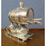 A Russian style white metal spirit flask,