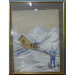 * White, 1930's Alps Funicular Railway Terminus poster,