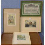 Two coloured aquatints of Venice, F.