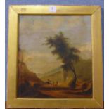 Italian School (early 19th Century), landscape with gypsy figures on a path,