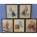 A set of five Japanese wood block prints