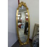 A French style gilt cheval mirror