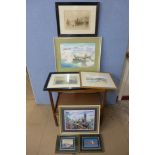 A pair of signed Henry Walker etchings,