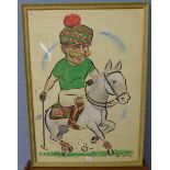 Syd Vanns, caricature of a Scottish polo player, watercolour, dated 1971, label verso,