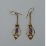 A pair of 9ct gold pendant earrings, 4.