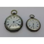 A silver pocket watch,